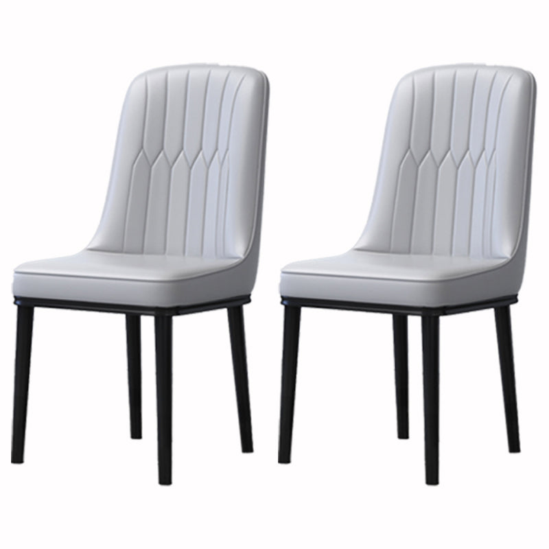 Home Scandinavian Side Chair Metal Solid Back Upholstered Dining Room Chair Light Gray 2 Piece Set Black Clearhalo ' kitchen&dining_furn' 'Dining Chairs' 'Dining Tables & Seating' 'dining_chair' 'furn' 'furn_dining_chair' 'Furniture' 'furniture_dining_chair' 'Kitchen & Dining Furniture' 'kitchen' 3957179
