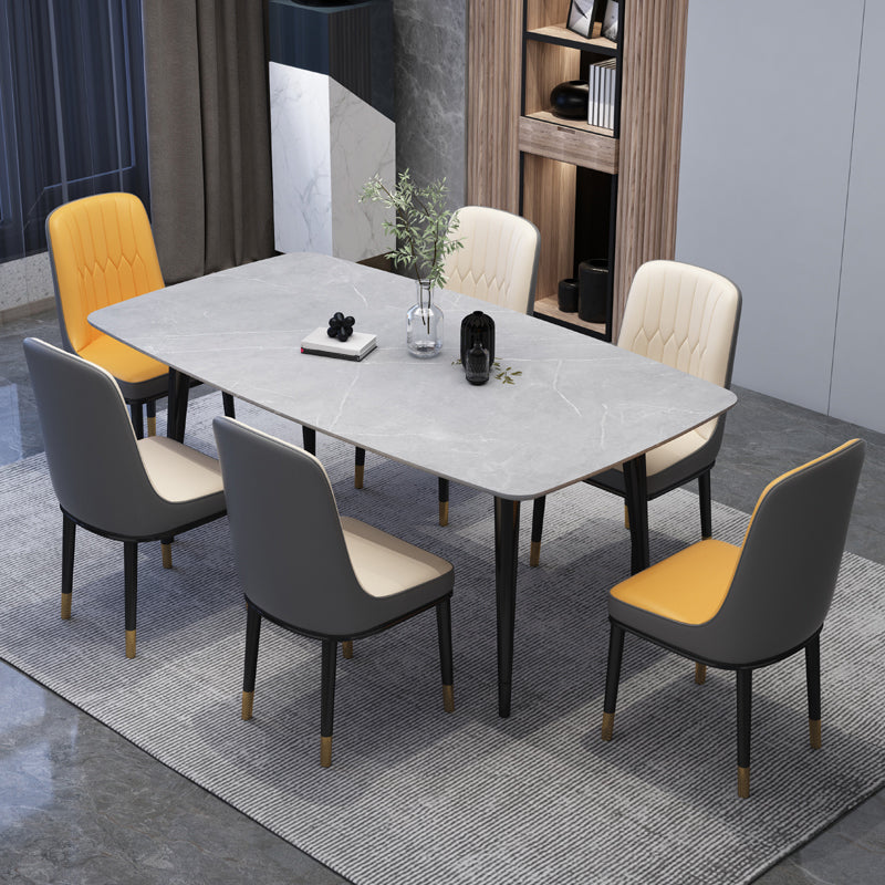 Home Scandinavian Side Chair Metal Solid Back Upholstered Dining Room Chair Clearhalo ' kitchen&dining_furn' 'Dining Chairs' 'Dining Tables & Seating' 'dining_chair' 'furn' 'furn_dining_chair' 'Furniture' 'furniture_dining_chair' 'Kitchen & Dining Furniture' 'kitchen' 3957180
