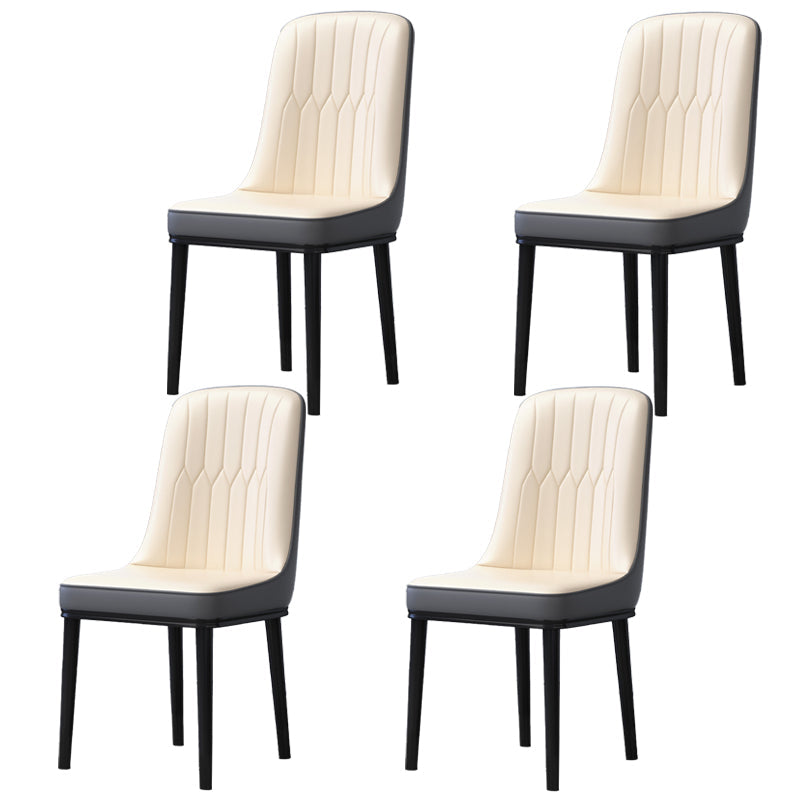 Home Scandinavian Side Chair Metal Solid Back Upholstered Dining Room Chair Cream Gray 4 Piece Set Black Clearhalo ' kitchen&dining_furn' 'Dining Chairs' 'Dining Tables & Seating' 'dining_chair' 'furn' 'furn_dining_chair' 'Furniture' 'furniture_dining_chair' 'Kitchen & Dining Furniture' 'kitchen' 3957191