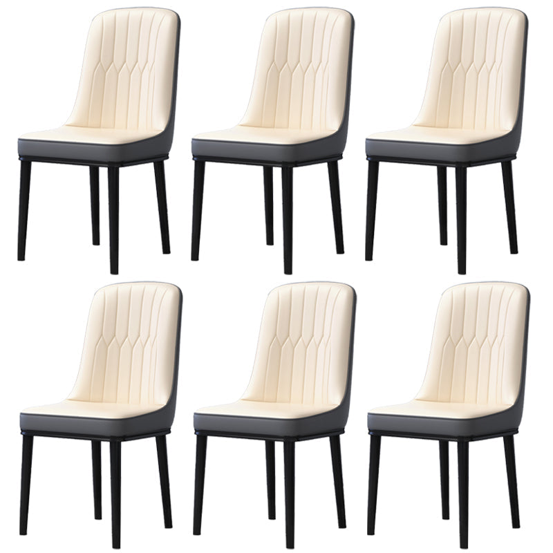 Home Scandinavian Side Chair Metal Solid Back Upholstered Dining Room Chair Cream Gray 6 Piece Set Black Clearhalo ' kitchen&dining_furn' 'Dining Chairs' 'Dining Tables & Seating' 'dining_chair' 'furn' 'furn_dining_chair' 'Furniture' 'furniture_dining_chair' 'Kitchen & Dining Furniture' 'kitchen' 3957192