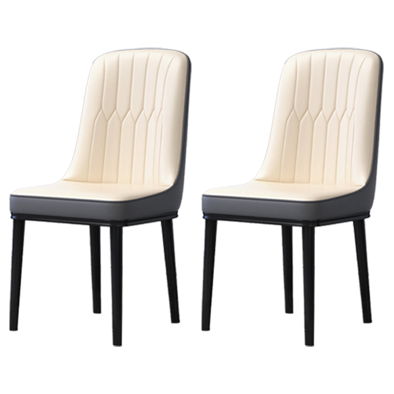 Home Scandinavian Side Chair Metal Solid Back Upholstered Dining Room Chair Cream Gray 2 Piece Set Black Clearhalo ' kitchen&dining_furn' 'Dining Chairs' 'Dining Tables & Seating' 'dining_chair' 'furn' 'furn_dining_chair' 'Furniture' 'furniture_dining_chair' 'Kitchen & Dining Furniture' 'kitchen' 3957193