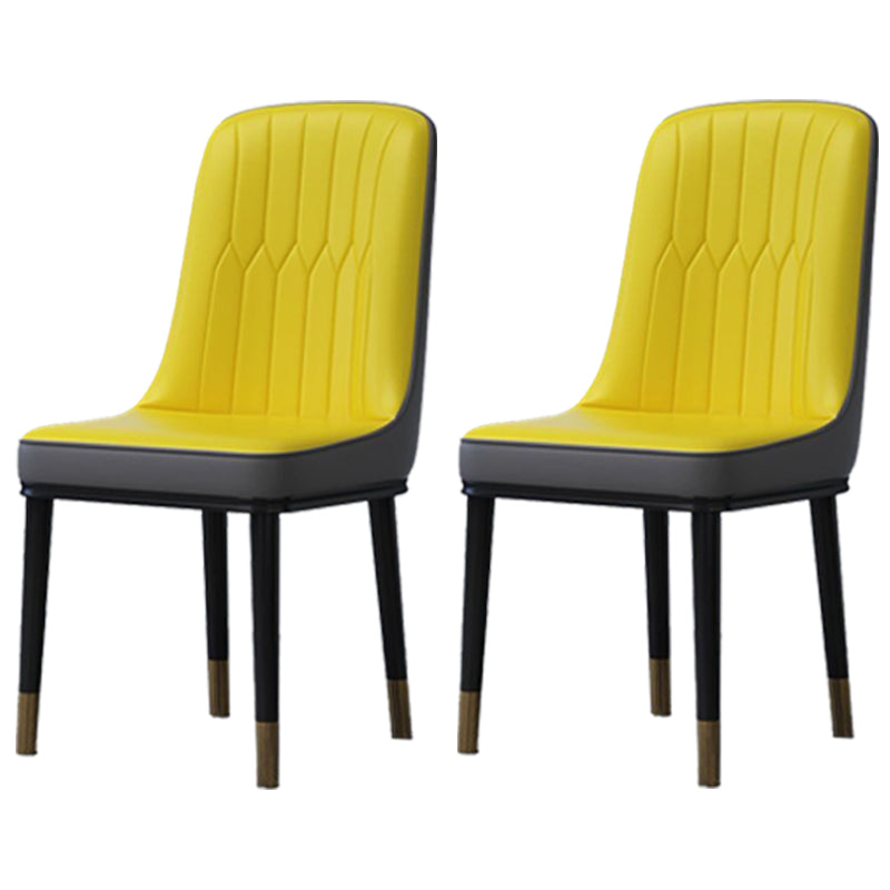 Home Scandinavian Side Chair Metal Solid Back Upholstered Dining Room Chair Yellow-Gray 2 Piece Set Brass Gold Clearhalo ' kitchen&dining_furn' 'Dining Chairs' 'Dining Tables & Seating' 'dining_chair' 'furn' 'furn_dining_chair' 'Furniture' 'furniture_dining_chair' 'Kitchen & Dining Furniture' 'kitchen' 3957199