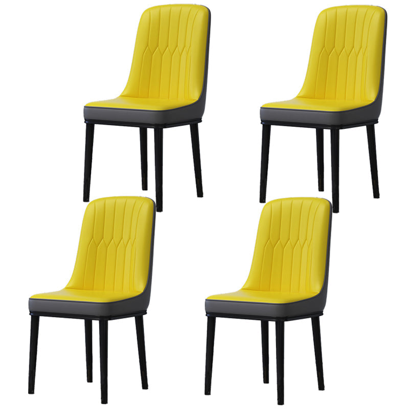 Home Scandinavian Side Chair Metal Solid Back Upholstered Dining Room Chair Yellow-Gray 4 Piece Set Black Clearhalo ' kitchen&dining_furn' 'Dining Chairs' 'Dining Tables & Seating' 'dining_chair' 'furn' 'furn_dining_chair' 'Furniture' 'furniture_dining_chair' 'Kitchen & Dining Furniture' 'kitchen' 3957200
