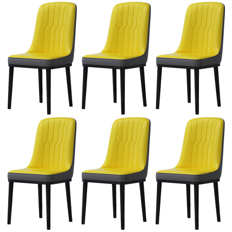 Home Scandinavian Side Chair Metal Solid Back Upholstered Dining Room Chair Yellow-Gray 6 Piece Set Black Clearhalo ' kitchen&dining_furn' 'Dining Chairs' 'Dining Tables & Seating' 'dining_chair' 'furn' 'furn_dining_chair' 'Furniture' 'furniture_dining_chair' 'Kitchen & Dining Furniture' 'kitchen' 3957201