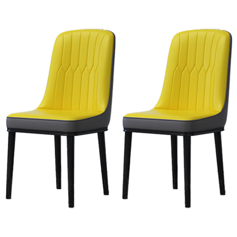 Home Scandinavian Side Chair Metal Solid Back Upholstered Dining Room Chair Yellow-Gray 2 Piece Set Black Clearhalo ' kitchen&dining_furn' 'Dining Chairs' 'Dining Tables & Seating' 'dining_chair' 'furn' 'furn_dining_chair' 'Furniture' 'furniture_dining_chair' 'Kitchen & Dining Furniture' 'kitchen' 3957202
