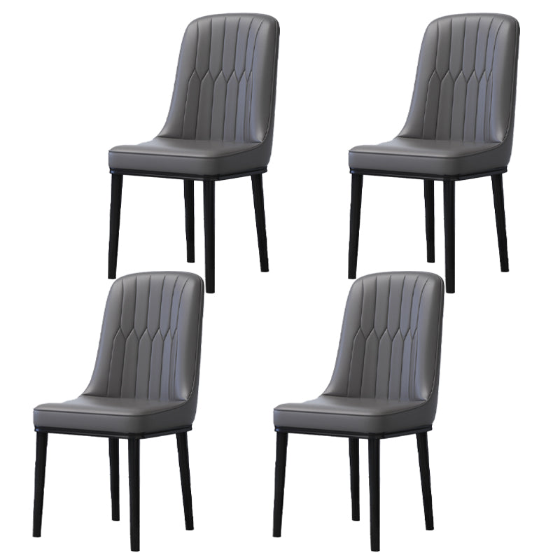 Home Scandinavian Side Chair Metal Solid Back Upholstered Dining Room Chair Dark Gray 4 Piece Set Black Clearhalo ' kitchen&dining_furn' 'Dining Chairs' 'Dining Tables & Seating' 'dining_chair' 'furn' 'furn_dining_chair' 'Furniture' 'furniture_dining_chair' 'Kitchen & Dining Furniture' 'kitchen' 3957206