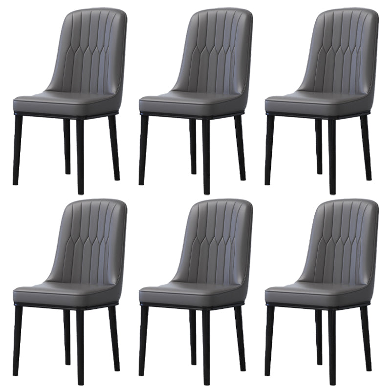 Home Scandinavian Side Chair Metal Solid Back Upholstered Dining Room Chair Dark Gray 6 Piece Set Black Clearhalo ' kitchen&dining_furn' 'Dining Chairs' 'Dining Tables & Seating' 'dining_chair' 'furn' 'furn_dining_chair' 'Furniture' 'furniture_dining_chair' 'Kitchen & Dining Furniture' 'kitchen' 3957207