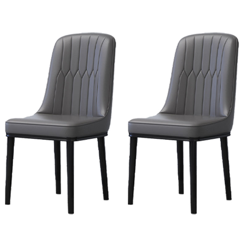 Home Scandinavian Side Chair Metal Solid Back Upholstered Dining Room Chair Dark Gray 2 Piece Set Black Clearhalo ' kitchen&dining_furn' 'Dining Chairs' 'Dining Tables & Seating' 'dining_chair' 'furn' 'furn_dining_chair' 'Furniture' 'furniture_dining_chair' 'Kitchen & Dining Furniture' 'kitchen' 3957208