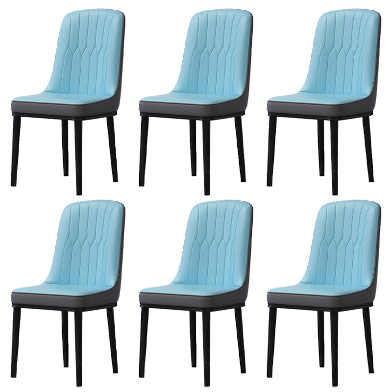 Home Scandinavian Side Chair Metal Solid Back Upholstered Dining Room Chair Blue-Gray 6 Piece Set Black Clearhalo ' kitchen&dining_furn' 'Dining Chairs' 'Dining Tables & Seating' 'dining_chair' 'furn' 'furn_dining_chair' 'Furniture' 'furniture_dining_chair' 'Kitchen & Dining Furniture' 'kitchen' 3957210