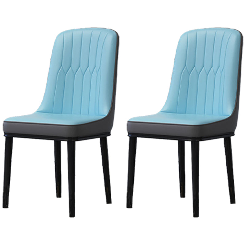 Home Scandinavian Side Chair Metal Solid Back Upholstered Dining Room Chair Blue-Gray 2 Piece Set Black Clearhalo ' kitchen&dining_furn' 'Dining Chairs' 'Dining Tables & Seating' 'dining_chair' 'furn' 'furn_dining_chair' 'Furniture' 'furniture_dining_chair' 'Kitchen & Dining Furniture' 'kitchen' 3957211
