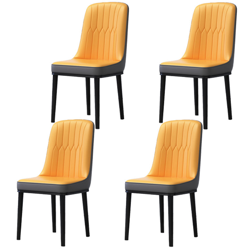 Home Scandinavian Side Chair Metal Solid Back Upholstered Dining Room Chair Orange-Gray 4 Piece Set Black Clearhalo ' kitchen&dining_furn' 'Dining Chairs' 'Dining Tables & Seating' 'dining_chair' 'furn' 'furn_dining_chair' 'Furniture' 'furniture_dining_chair' 'Kitchen & Dining Furniture' 'kitchen' 3957215