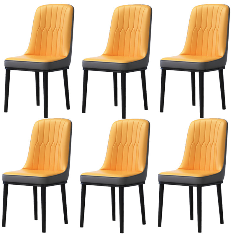 Home Scandinavian Side Chair Metal Solid Back Upholstered Dining Room Chair Orange-Gray 6 Piece Set Black Clearhalo ' kitchen&dining_furn' 'Dining Chairs' 'Dining Tables & Seating' 'dining_chair' 'furn' 'furn_dining_chair' 'Furniture' 'furniture_dining_chair' 'Kitchen & Dining Furniture' 'kitchen' 3957216