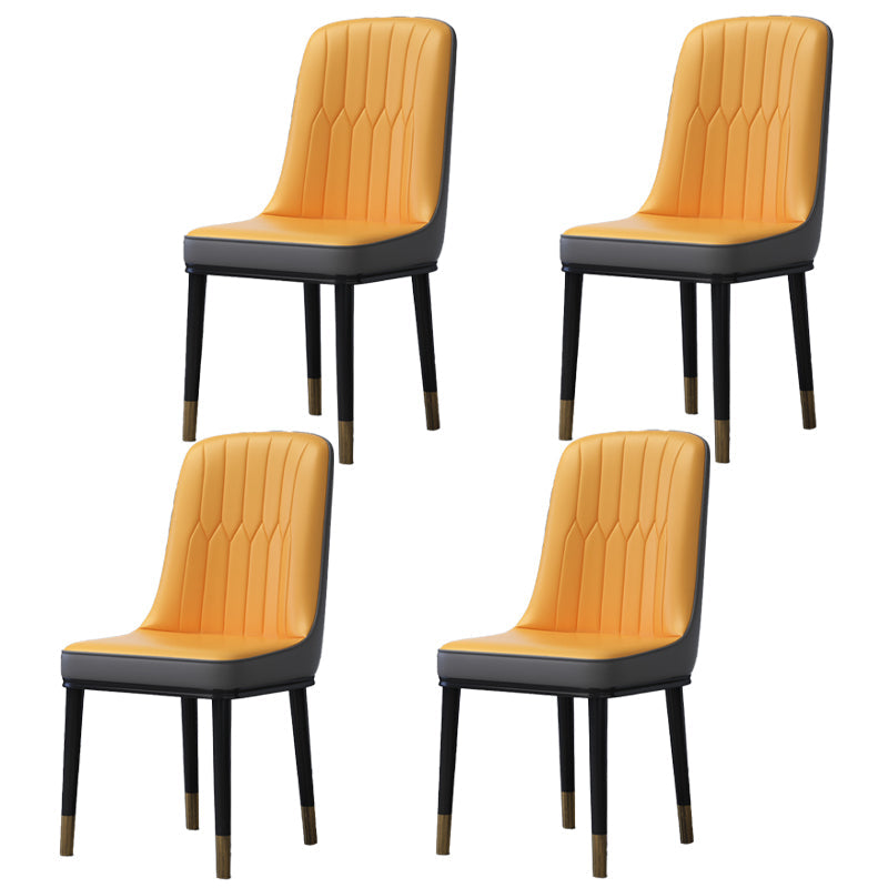 Home Scandinavian Side Chair Metal Solid Back Upholstered Dining Room Chair Orange-Gray 4 Piece Set Brass Gold Clearhalo ' kitchen&dining_furn' 'Dining Chairs' 'Dining Tables & Seating' 'dining_chair' 'furn' 'furn_dining_chair' 'Furniture' 'furniture_dining_chair' 'Kitchen & Dining Furniture' 'kitchen' 3957218
