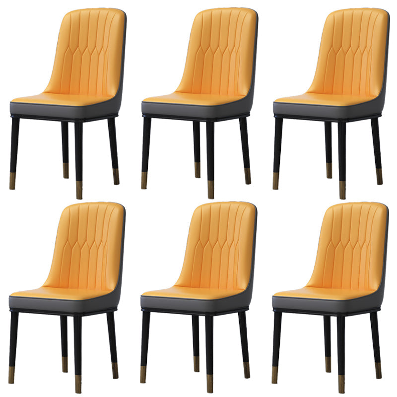 Home Scandinavian Side Chair Metal Solid Back Upholstered Dining Room Chair Orange-Gray 6 Piece Set Brass Gold Clearhalo ' kitchen&dining_furn' 'Dining Chairs' 'Dining Tables & Seating' 'dining_chair' 'furn' 'furn_dining_chair' 'Furniture' 'furniture_dining_chair' 'Kitchen & Dining Furniture' 'kitchen' 3957219