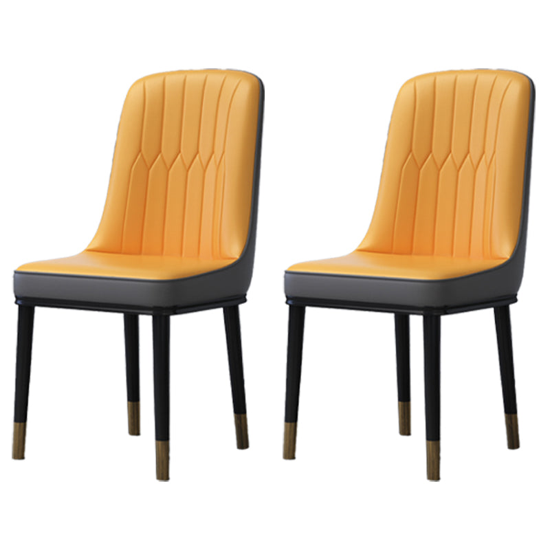 Home Scandinavian Side Chair Metal Solid Back Upholstered Dining Room Chair Orange-Gray 2 Piece Set Brass Gold Clearhalo ' kitchen&dining_furn' 'Dining Chairs' 'Dining Tables & Seating' 'dining_chair' 'furn' 'furn_dining_chair' 'Furniture' 'furniture_dining_chair' 'Kitchen & Dining Furniture' 'kitchen' 3957220