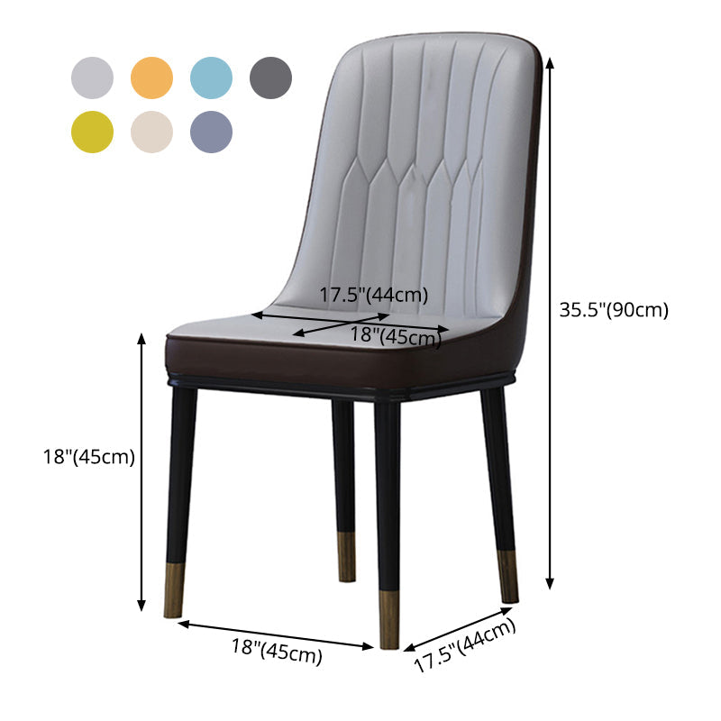 Home Scandinavian Side Chair Metal Solid Back Upholstered Dining Room Chair Clearhalo ' kitchen&dining_furn' 'Dining Chairs' 'Dining Tables & Seating' 'dining_chair' 'furn' 'furn_dining_chair' 'Furniture' 'furniture_dining_chair' 'Kitchen & Dining Furniture' 'kitchen' 3957221