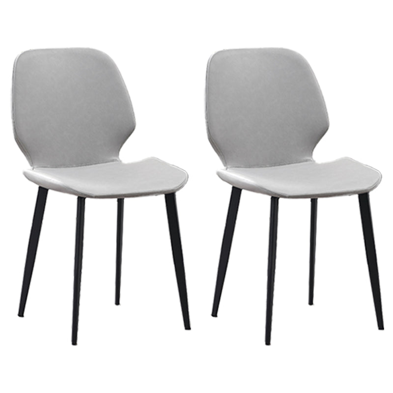 Restaurant Leather Beetle Shape Side Chair Wingback Matte Finish Dining Chair Cream Gray 2 Piece Set Clearhalo ' kitchen&dining_furn' 'Dining Chairs' 'Dining Tables & Seating' 'dining_chair' 'furn' 'furn_dining_chair' 'Furniture' 'furniture_dining_chair' 'Kitchen & Dining Furniture' 'kitchen' 3957226