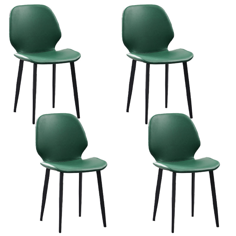 Restaurant Leather Beetle Shape Side Chair Wingback Matte Finish Dining Chair Blackish Green 4 Piece Set Clearhalo ' kitchen&dining_furn' 'Dining Chairs' 'Dining Tables & Seating' 'dining_chair' 'furn' 'furn_dining_chair' 'Furniture' 'furniture_dining_chair' 'Kitchen & Dining Furniture' 'kitchen' 3957229
