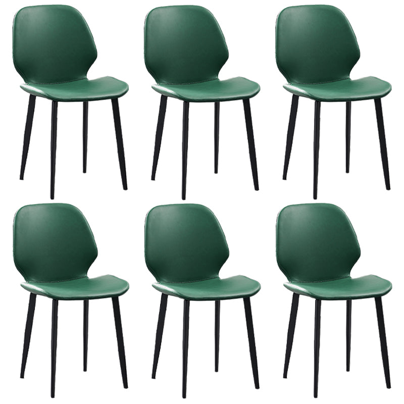 Restaurant Leather Beetle Shape Side Chair Wingback Matte Finish Dining Chair Blackish Green 6 Piece Set Clearhalo ' kitchen&dining_furn' 'Dining Chairs' 'Dining Tables & Seating' 'dining_chair' 'furn' 'furn_dining_chair' 'Furniture' 'furniture_dining_chair' 'Kitchen & Dining Furniture' 'kitchen' 3957231