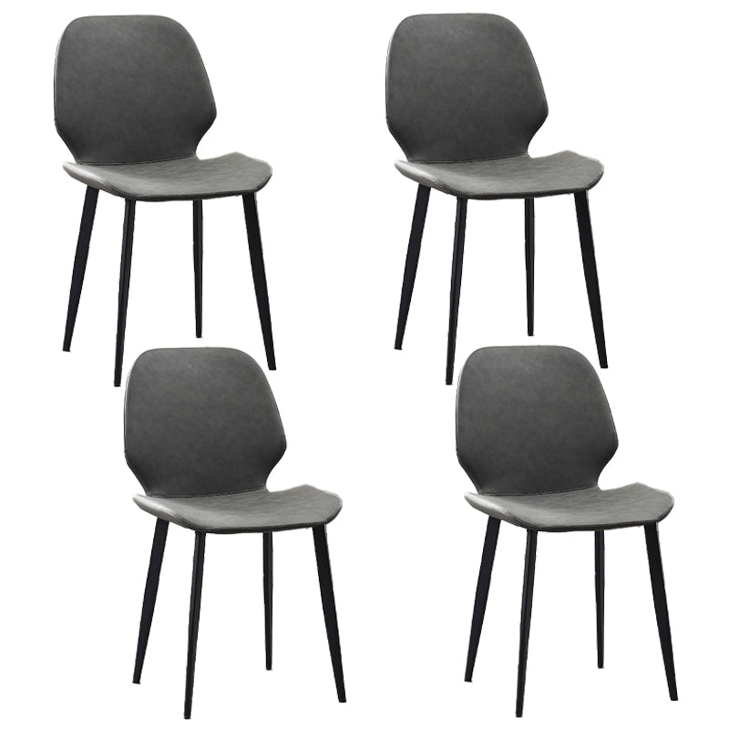Restaurant Leather Beetle Shape Side Chair Wingback Matte Finish Dining Chair Silver Gray 4 Piece Set Clearhalo ' kitchen&dining_furn' 'Dining Chairs' 'Dining Tables & Seating' 'dining_chair' 'furn' 'furn_dining_chair' 'Furniture' 'furniture_dining_chair' 'Kitchen & Dining Furniture' 'kitchen' 3957240