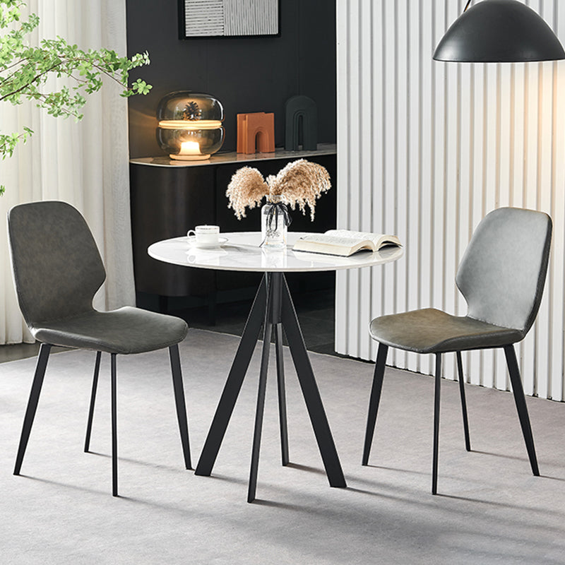Restaurant Leather Beetle Shape Side Chair Wingback Matte Finish Dining Chair Clearhalo ' kitchen&dining_furn' 'Dining Chairs' 'Dining Tables & Seating' 'dining_chair' 'furn' 'furn_dining_chair' 'Furniture' 'furniture_dining_chair' 'Kitchen & Dining Furniture' 'kitchen' 3957241