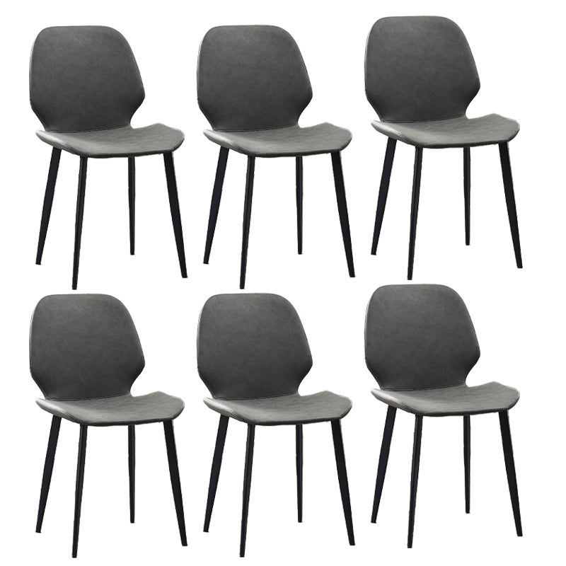 Restaurant Leather Beetle Shape Side Chair Wingback Matte Finish Dining Chair Silver Gray 6 Piece Set Clearhalo ' kitchen&dining_furn' 'Dining Chairs' 'Dining Tables & Seating' 'dining_chair' 'furn' 'furn_dining_chair' 'Furniture' 'furniture_dining_chair' 'Kitchen & Dining Furniture' 'kitchen' 3957243