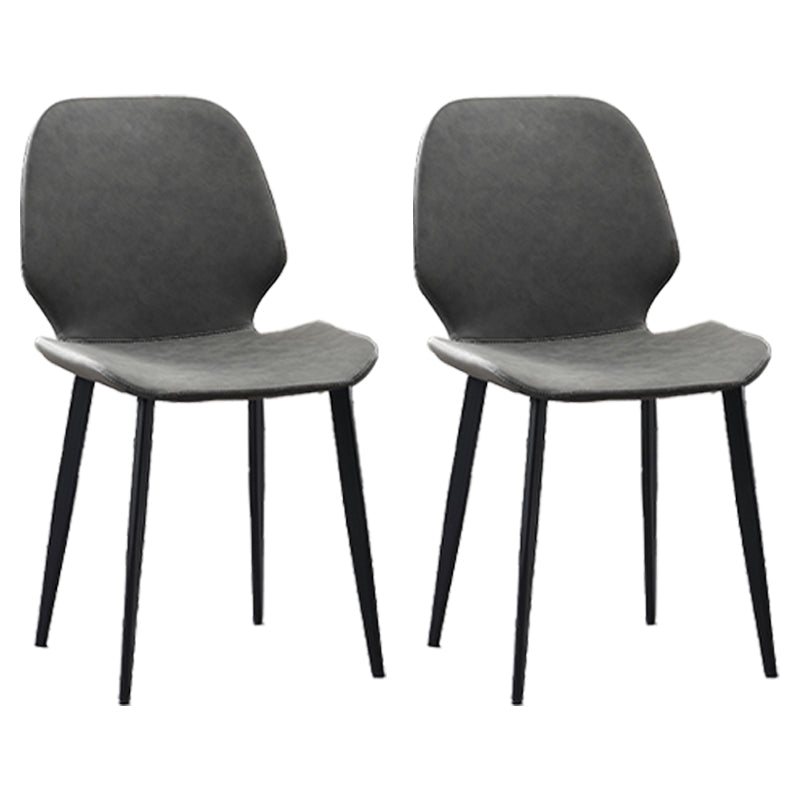 Restaurant Leather Beetle Shape Side Chair Wingback Matte Finish Dining Chair Silver Gray 2 Piece Set Clearhalo ' kitchen&dining_furn' 'Dining Chairs' 'Dining Tables & Seating' 'dining_chair' 'furn' 'furn_dining_chair' 'Furniture' 'furniture_dining_chair' 'Kitchen & Dining Furniture' 'kitchen' 3957245