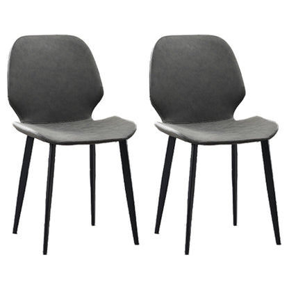 Restaurant Leather Beetle Shape Side Chair Wingback Matte Finish Dining Chair Silver Gray 2 Piece Set Clearhalo ' kitchen&dining_furn' 'Dining Chairs' 'Dining Tables & Seating' 'dining_chair' 'furn' 'furn_dining_chair' 'Furniture' 'furniture_dining_chair' 'Kitchen & Dining Furniture' 'kitchen' 3957245