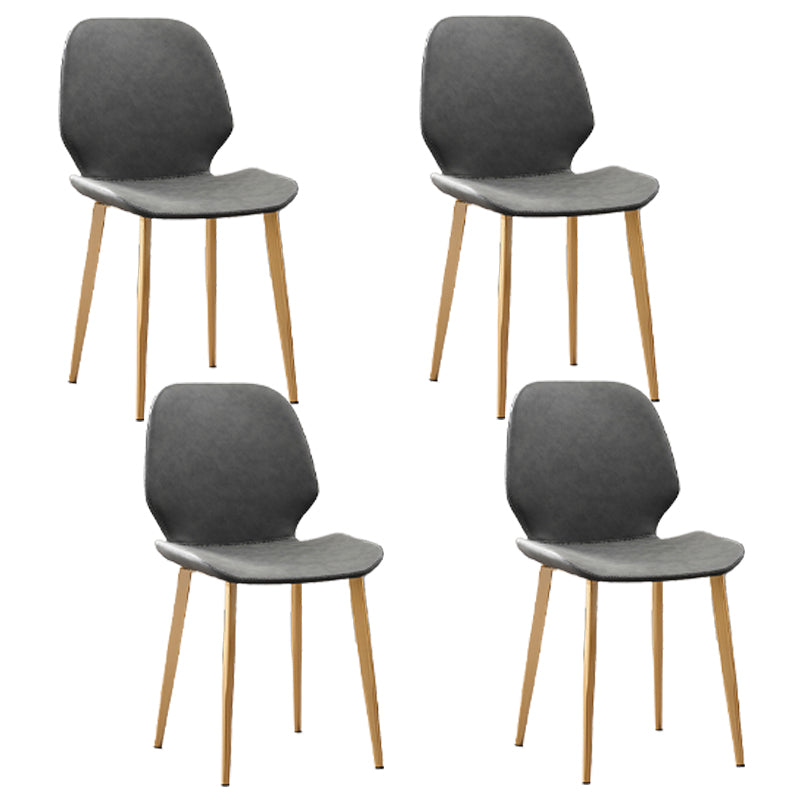 Restaurant Leather Beetle Shape Side Chair Wingback Matte Finish Dining Chair Grey 4 Piece Set Clearhalo ' kitchen&dining_furn' 'Dining Chairs' 'Dining Tables & Seating' 'dining_chair' 'furn' 'furn_dining_chair' 'Furniture' 'furniture_dining_chair' 'Kitchen & Dining Furniture' 'kitchen' 3957246