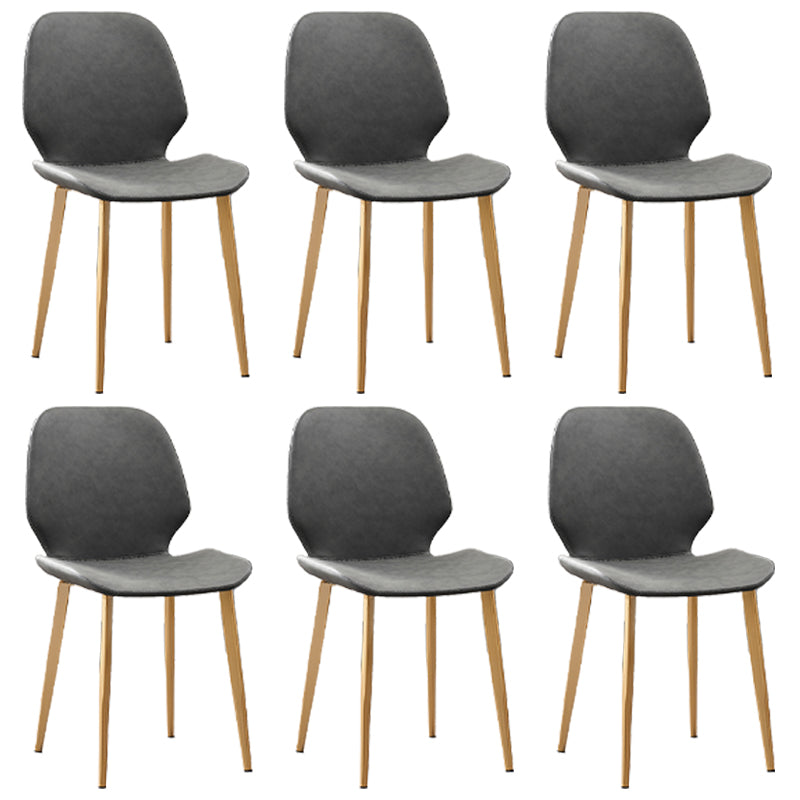 Restaurant Leather Beetle Shape Side Chair Wingback Matte Finish Dining Chair Grey 6 Piece Set Clearhalo ' kitchen&dining_furn' 'Dining Chairs' 'Dining Tables & Seating' 'dining_chair' 'furn' 'furn_dining_chair' 'Furniture' 'furniture_dining_chair' 'Kitchen & Dining Furniture' 'kitchen' 3957247