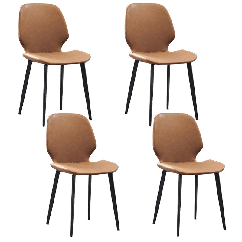 Restaurant Leather Beetle Shape Side Chair Wingback Matte Finish Dining Chair Orange 4 Piece Set Clearhalo ' kitchen&dining_furn' 'Dining Chairs' 'Dining Tables & Seating' 'dining_chair' 'furn' 'furn_dining_chair' 'Furniture' 'furniture_dining_chair' 'Kitchen & Dining Furniture' 'kitchen' 3957252