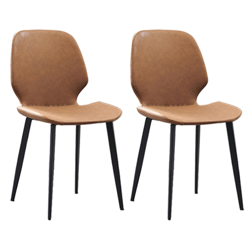 Restaurant Leather Beetle Shape Side Chair Wingback Matte Finish Dining Chair Orange 2 Piece Set Clearhalo ' kitchen&dining_furn' 'Dining Chairs' 'Dining Tables & Seating' 'dining_chair' 'furn' 'furn_dining_chair' 'Furniture' 'furniture_dining_chair' 'Kitchen & Dining Furniture' 'kitchen' 3957254