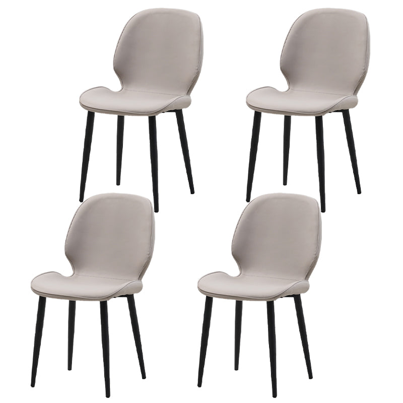 Restaurant Upholstered Beetle Shape Side Chair Wingback Matte Finish Dining Chair Off-White 4 Piece Set Clearhalo ' kitchen&dining_furn' 'Dining Chairs' 'Dining Tables & Seating' 'dining_chair' 'furn' 'furn_dining_chair' 'Furniture' 'furniture_dining_chair' 'Kitchen & Dining Furniture' 'kitchen' 3957280