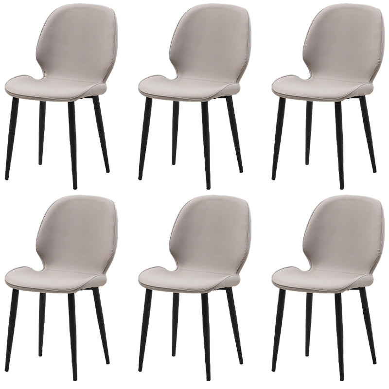 Restaurant Upholstered Beetle Shape Side Chair Wingback Matte Finish Dining Chair Off-White 6 Piece Set Clearhalo ' kitchen&dining_furn' 'Dining Chairs' 'Dining Tables & Seating' 'dining_chair' 'furn' 'furn_dining_chair' 'Furniture' 'furniture_dining_chair' 'Kitchen & Dining Furniture' 'kitchen' 3957281