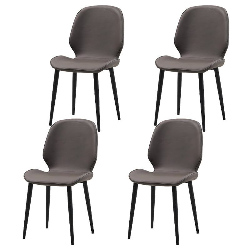 Restaurant Upholstered Beetle Shape Side Chair Wingback Matte Finish Dining Chair Dark Gray 4 Piece Set Clearhalo ' kitchen&dining_furn' 'Dining Chairs' 'Dining Tables & Seating' 'dining_chair' 'furn' 'furn_dining_chair' 'Furniture' 'furniture_dining_chair' 'Kitchen & Dining Furniture' 'kitchen' 3957293