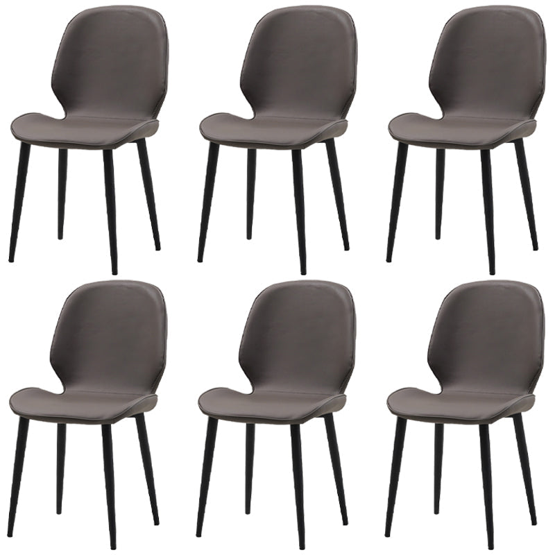 Restaurant Upholstered Beetle Shape Side Chair Wingback Matte Finish Dining Chair Dark Gray 6 Piece Set Clearhalo ' kitchen&dining_furn' 'Dining Chairs' 'Dining Tables & Seating' 'dining_chair' 'furn' 'furn_dining_chair' 'Furniture' 'furniture_dining_chair' 'Kitchen & Dining Furniture' 'kitchen' 3957294