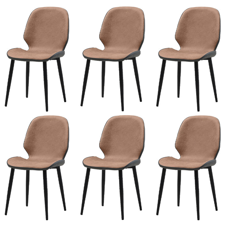 Restaurant Upholstered Beetle Shape Side Chair Wingback Matte Finish Dining Chair Khaki 6 Piece Set Clearhalo ' kitchen&dining_furn' 'Dining Chairs' 'Dining Tables & Seating' 'dining_chair' 'furn' 'furn_dining_chair' 'Furniture' 'furniture_dining_chair' 'Kitchen & Dining Furniture' 'kitchen' 3957300