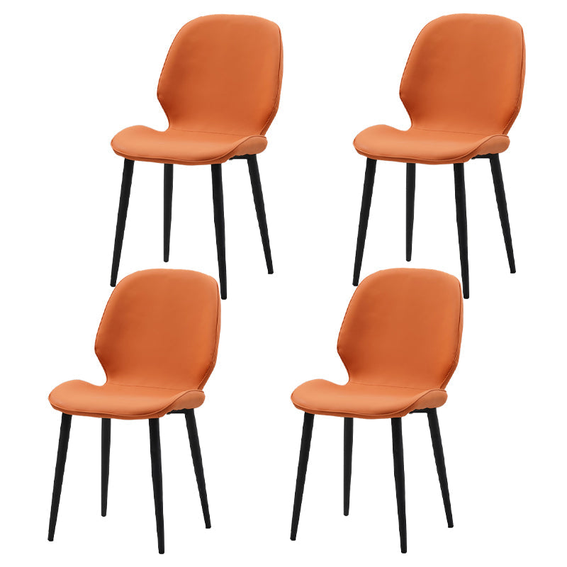 Restaurant Upholstered Beetle Shape Side Chair Wingback Matte Finish Dining Chair Orange 4 Piece Set Clearhalo ' kitchen&dining_furn' 'Dining Chairs' 'Dining Tables & Seating' 'dining_chair' 'furn' 'furn_dining_chair' 'Furniture' 'furniture_dining_chair' 'Kitchen & Dining Furniture' 'kitchen' 3957302