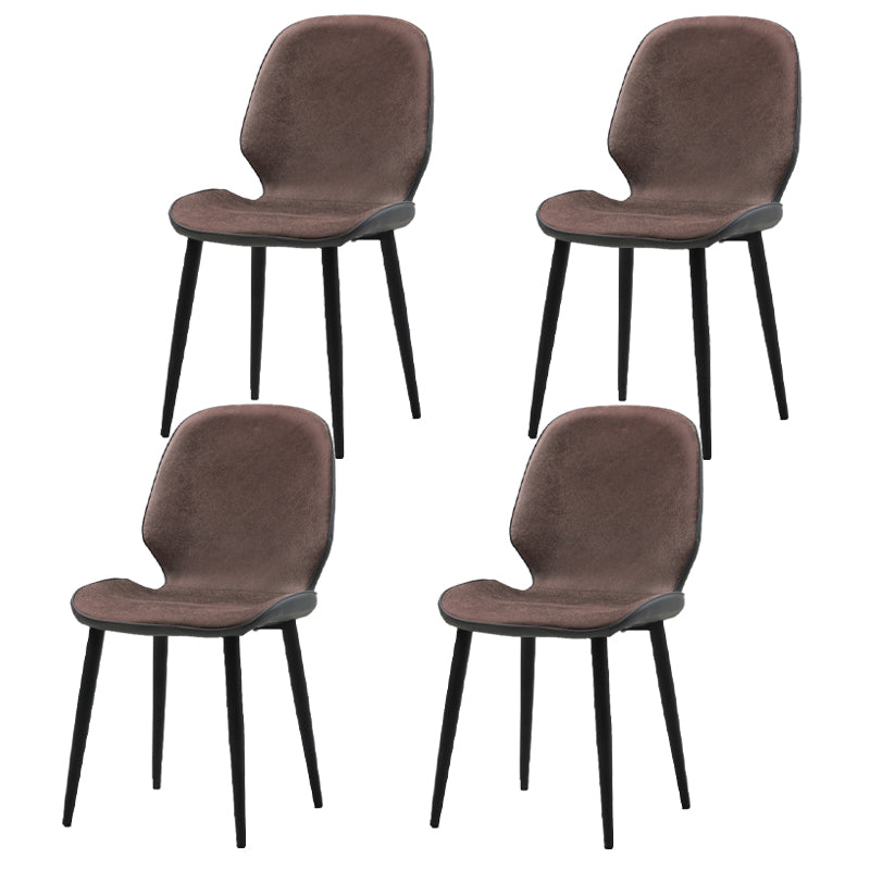 Restaurant Upholstered Beetle Shape Side Chair Wingback Matte Finish Dining Chair Dark Coffee 4 Piece Set Clearhalo ' kitchen&dining_furn' 'Dining Chairs' 'Dining Tables & Seating' 'dining_chair' 'furn' 'furn_dining_chair' 'Furniture' 'furniture_dining_chair' 'Kitchen & Dining Furniture' 'kitchen' 3957305