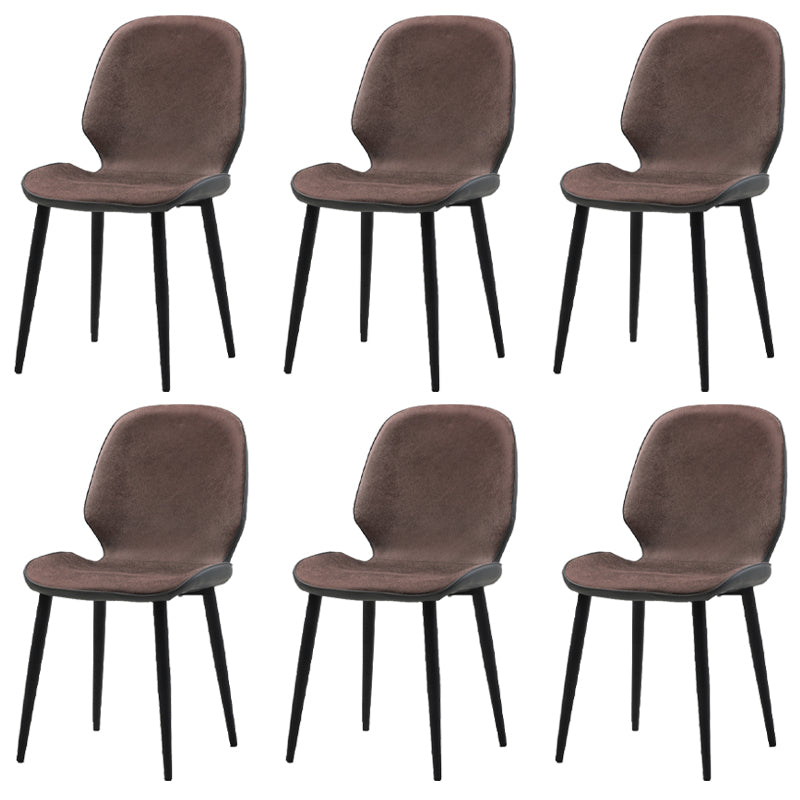 Restaurant Upholstered Beetle Shape Side Chair Wingback Matte Finish Dining Chair Dark Coffee 6 Piece Set Clearhalo ' kitchen&dining_furn' 'Dining Chairs' 'Dining Tables & Seating' 'dining_chair' 'furn' 'furn_dining_chair' 'Furniture' 'furniture_dining_chair' 'Kitchen & Dining Furniture' 'kitchen' 3957306