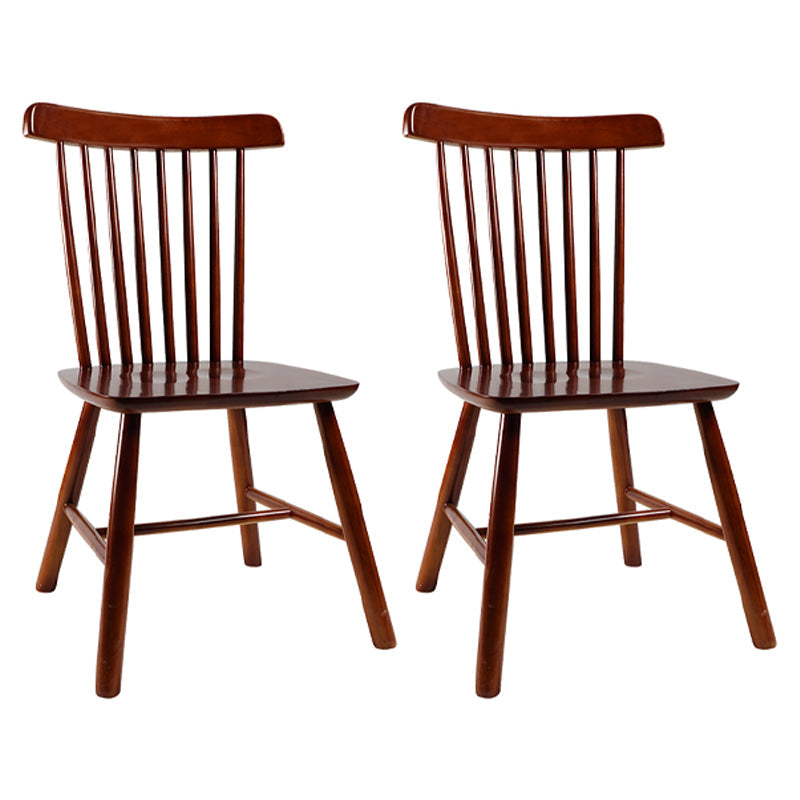Contemporary Rubberwood Side Chair Wood Windsor Back Dining Chair (Set of 2) Walnut Clearhalo ' kitchen&dining_furn' 'Dining Chairs' 'Dining Tables & Seating' 'dining_chair' 'furn' 'furn_dining_chair' 'Furniture' 'furniture_dining_chair' 'Kitchen & Dining Furniture' 'kitchen' 3957318