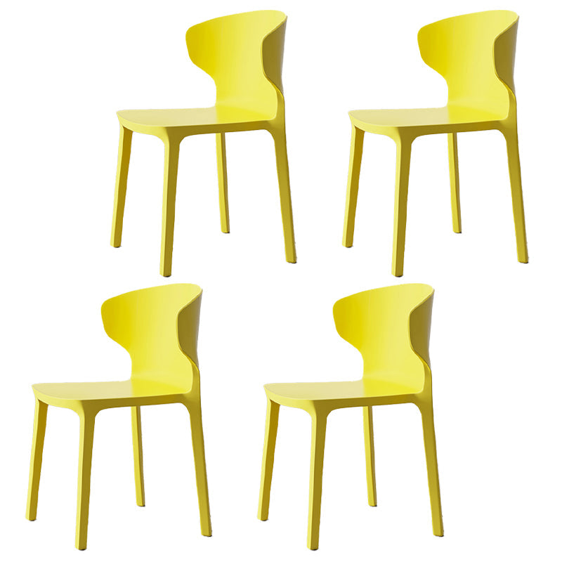 Scandinavian Meeting Room Plastic Side Chair Matte Finish Wingback Dining Chair (Set of 4) Lemon Yellow Clearhalo ' kitchen&dining_furn' 'Dining Chairs' 'Dining Tables & Seating' 'dining_chair' 'furn' 'furn_dining_chair' 'Furniture' 'furniture_dining_chair' 'Kitchen & Dining Furniture' 'kitchen' 3957330