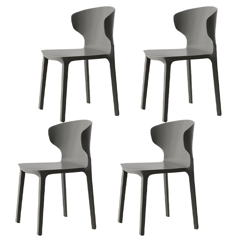 Scandinavian Meeting Room Plastic Side Chair Matte Finish Wingback Dining Chair (Set of 4) Dark Gray Clearhalo ' kitchen&dining_furn' 'Dining Chairs' 'Dining Tables & Seating' 'dining_chair' 'furn' 'furn_dining_chair' 'Furniture' 'furniture_dining_chair' 'Kitchen & Dining Furniture' 'kitchen' 3957343