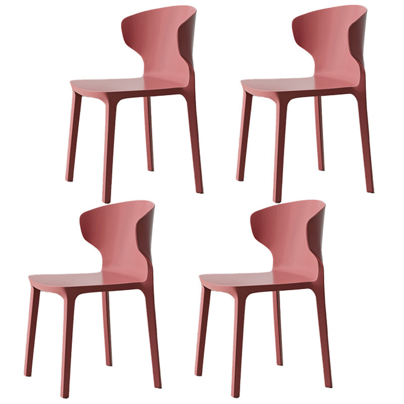 Scandinavian Meeting Room Plastic Side Chair Matte Finish Wingback Dining Chair (Set of 4) Burgundy Clearhalo ' kitchen&dining_furn' 'Dining Chairs' 'Dining Tables & Seating' 'dining_chair' 'furn' 'furn_dining_chair' 'Furniture' 'furniture_dining_chair' 'Kitchen & Dining Furniture' 'kitchen' 3957348