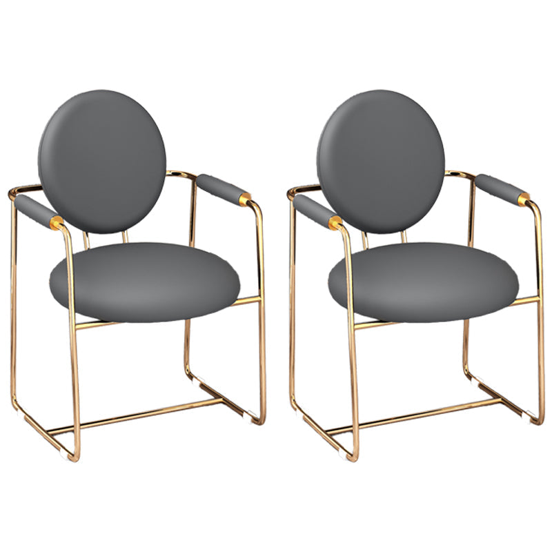 Scandinavian Style Upholstered Arm Side Chairs Open Back Dining Side Chairs (Set of 2) Dark Gray Clearhalo ' kitchen&dining_furn' 'Dining Chairs' 'Dining Tables & Seating' 'dining_chair' 'furn' 'furn_dining_chair' 'Furniture' 'furniture_dining_chair' 'Kitchen & Dining Furniture' 'kitchen' 3957356