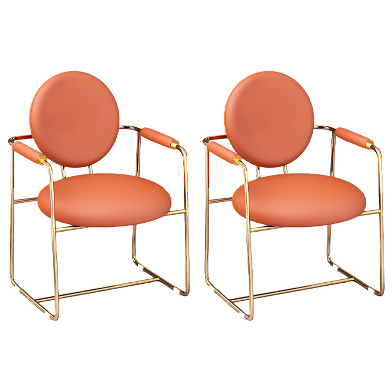 Scandinavian Style Upholstered Arm Side Chairs Open Back Dining Side Chairs (Set of 2) Orange Clearhalo ' kitchen&dining_furn' 'Dining Chairs' 'Dining Tables & Seating' 'dining_chair' 'furn' 'furn_dining_chair' 'Furniture' 'furniture_dining_chair' 'Kitchen & Dining Furniture' 'kitchen' 3957359