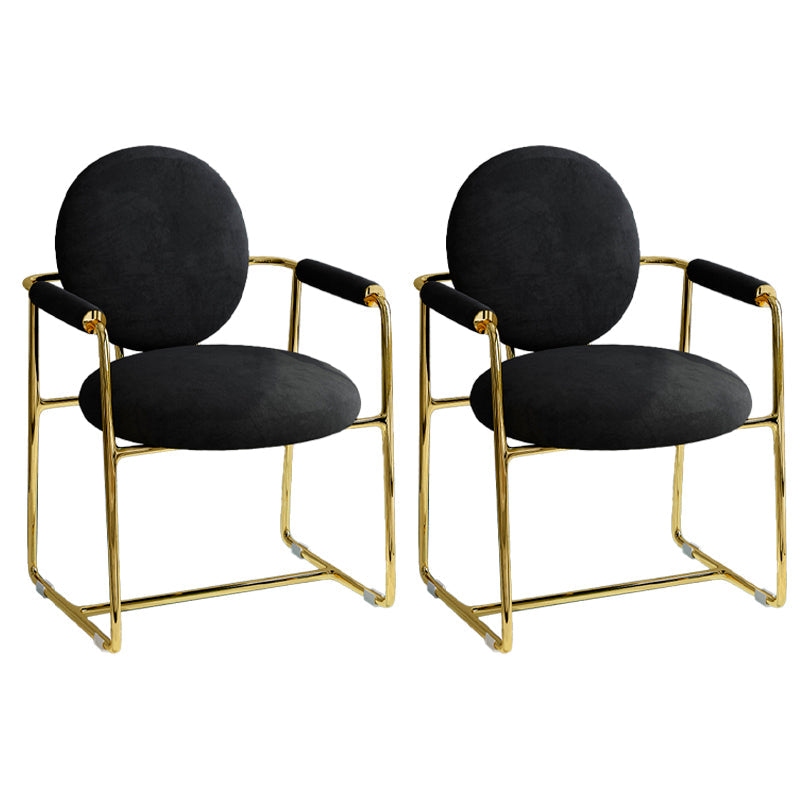 Scandinavian Style Upholstered Arm Side Chairs Open Back Dining Side Chairs (Set of 2) Black Clearhalo ' kitchen&dining_furn' 'Dining Chairs' 'Dining Tables & Seating' 'dining_chair' 'furn' 'furn_dining_chair' 'Furniture' 'furniture_dining_chair' 'Kitchen & Dining Furniture' 'kitchen' 3957369