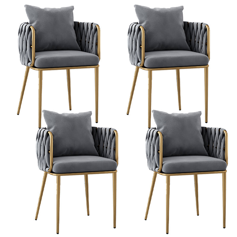 Glam Style Upholstered Barrel Back Chairs Linen Fabric Dining Chairs for Home Use Dark Gray 4 Piece Set Clearhalo ' kitchen&dining_furn' 'Dining Chairs' 'Dining Tables & Seating' 'dining_chair' 'furn' 'furn_dining_chair' 'Furniture' 'furniture_dining_chair' 'Kitchen & Dining Furniture' 'kitchen' 3957375