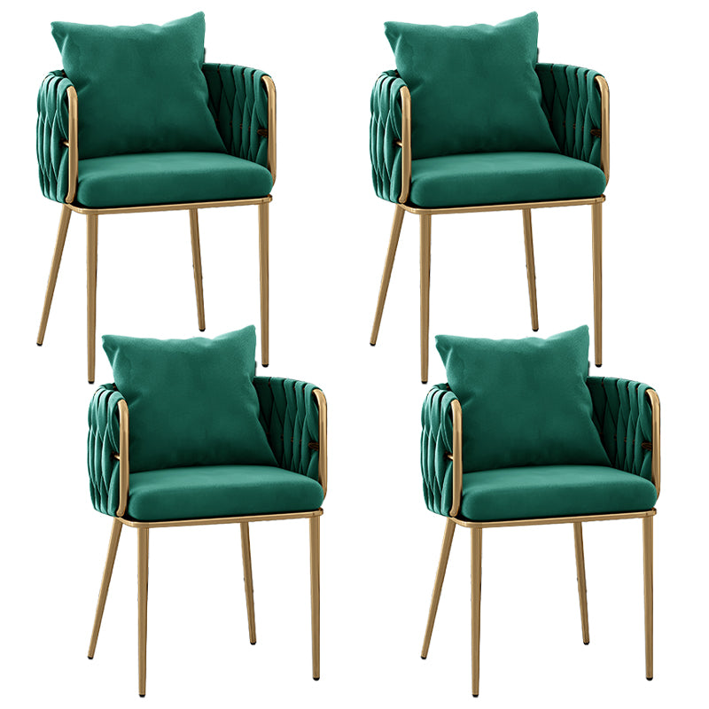 Glam Style Upholstered Barrel Back Chairs Linen Fabric Dining Chairs for Home Use Blackish Green 4 Piece Set Clearhalo ' kitchen&dining_furn' 'Dining Chairs' 'Dining Tables & Seating' 'dining_chair' 'furn' 'furn_dining_chair' 'Furniture' 'furniture_dining_chair' 'Kitchen & Dining Furniture' 'kitchen' 3957378