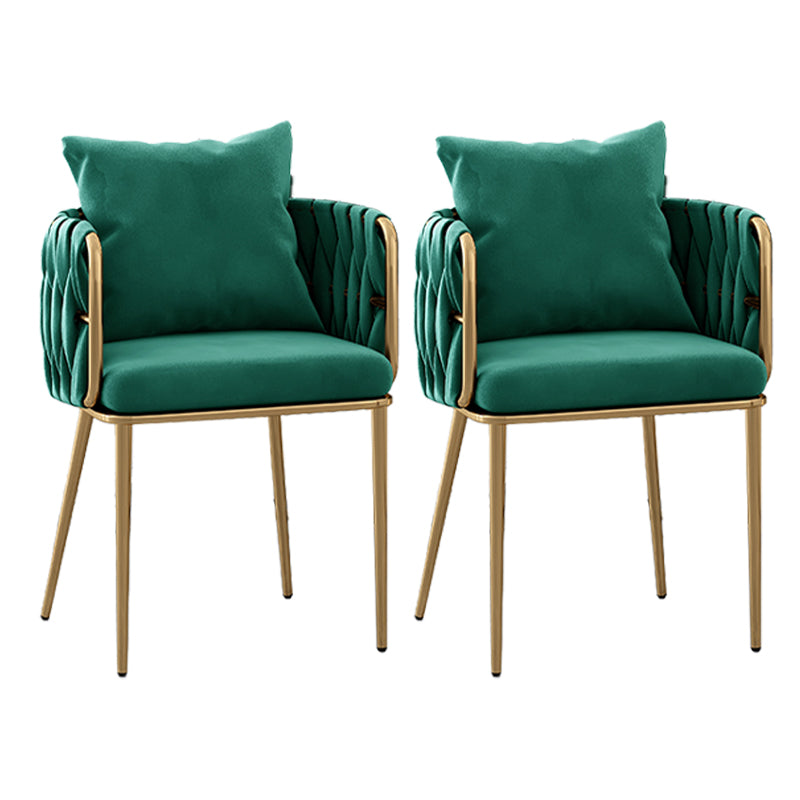 Glam Style Upholstered Barrel Back Chairs Linen Fabric Dining Chairs for Home Use Blackish Green 2 Piece Set Clearhalo ' kitchen&dining_furn' 'Dining Chairs' 'Dining Tables & Seating' 'dining_chair' 'furn' 'furn_dining_chair' 'Furniture' 'furniture_dining_chair' 'Kitchen & Dining Furniture' 'kitchen' 3957382